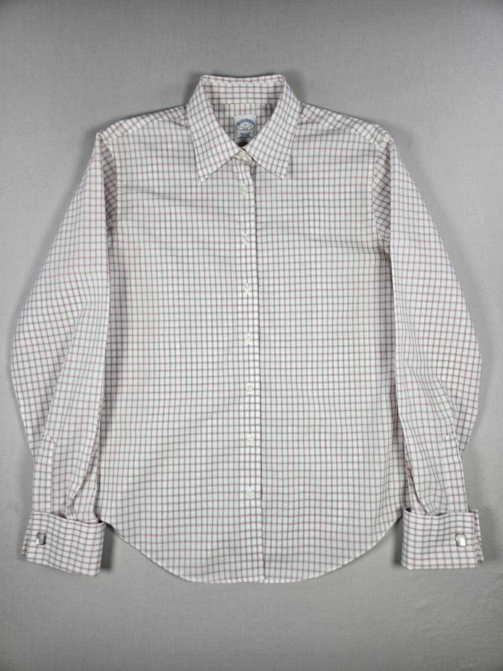 Brooks Brothers 346 Size 12 Semi Fitted Cotton Tattersall Shirt with Cufflinks
